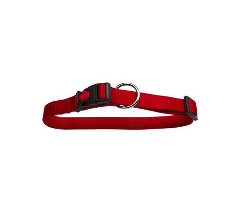 Nylon halsband met safety buckle rood 25mm x 45-70cm
