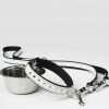 Leren hondenhalsband met studs wit - Afbeelding 2