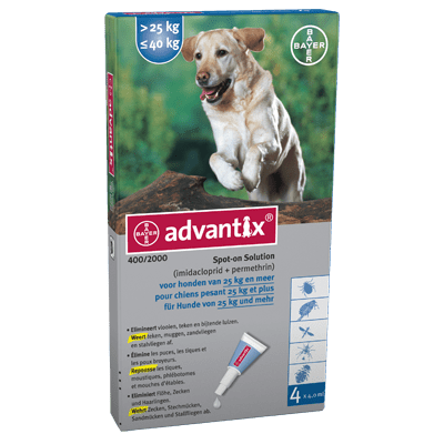 Advantix 400 (4 pipet) voor honden tussen de 25 en 40 kilo