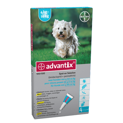 Advantix 100 (4 pipet) voor honden tussen de 4 - 10 kilo