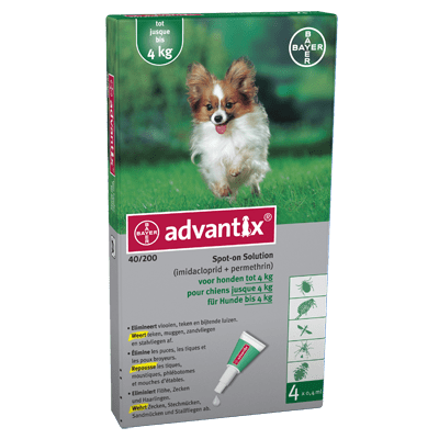 Advantix 40 (4 pipet) voor honden tot 4kilo