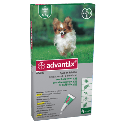 Advantix 40(4 honden tot 4kilo -vlooienmiddel - Animal | Animal King