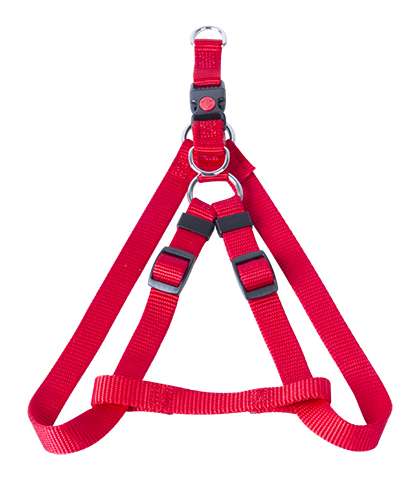 Nylon instaptuig met nylon Safety sluiting rood 20mm x 40-70cm