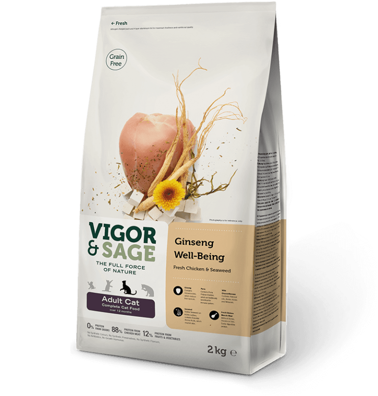 Vigor & Sage-Ginseng Well-Being voor de volwassen kat-2 kg-kattenbrokken