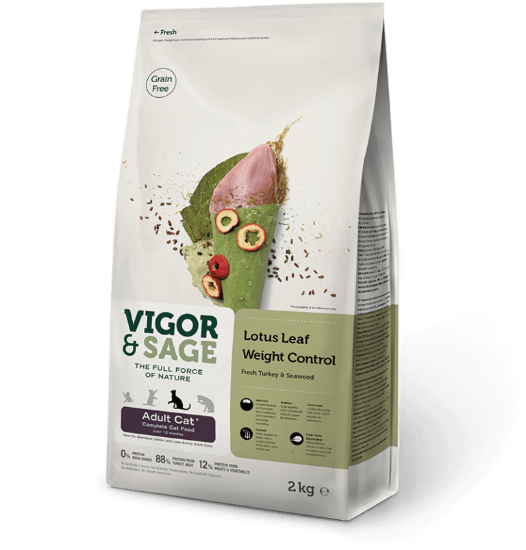 Vigor & Sage- Lotus Leaf Weight Control voor volwassen katten- 400 gram-kattenbrokken