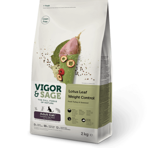 Vigor & Sage- Lotus Leaf Weight Control voor volwassen katten- 400 gram-kattenbrokken