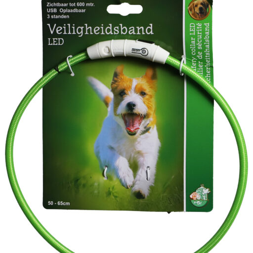 Boon veiligheidshalsband LED nylon 50-65cm verstelbaar groen