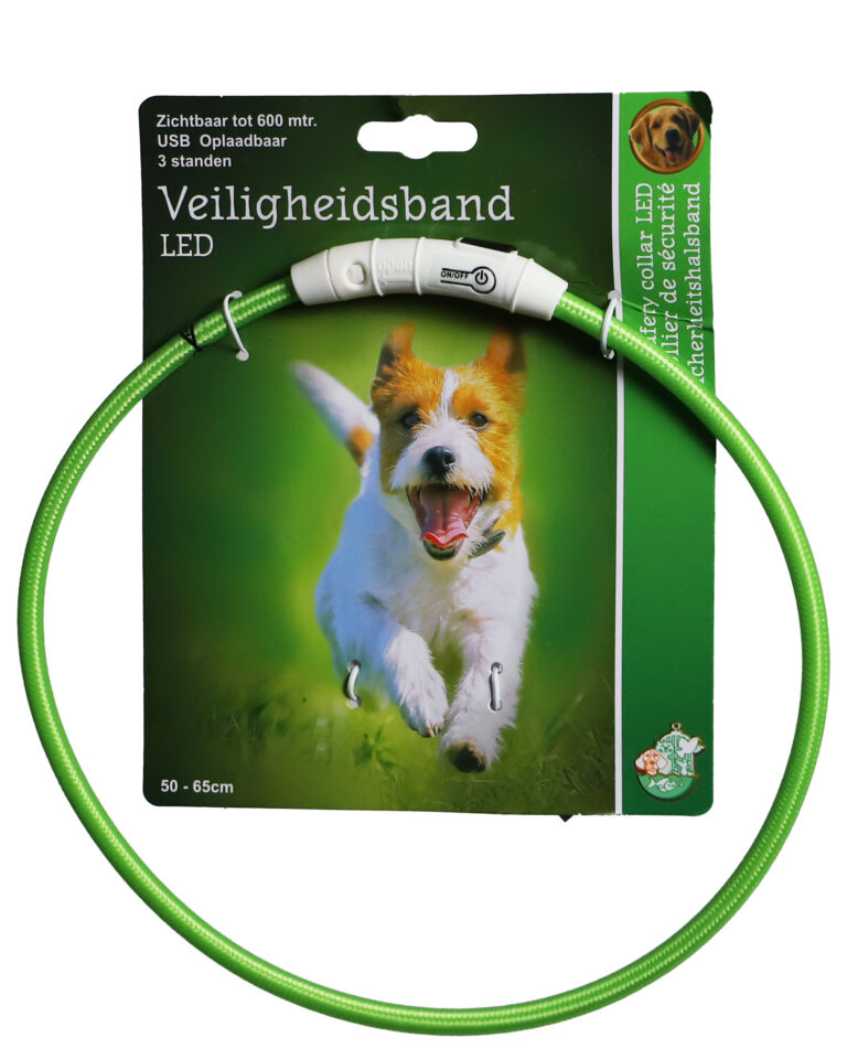 Boon veiligheidshalsband LED nylon 50-65cm verstelbaar groen